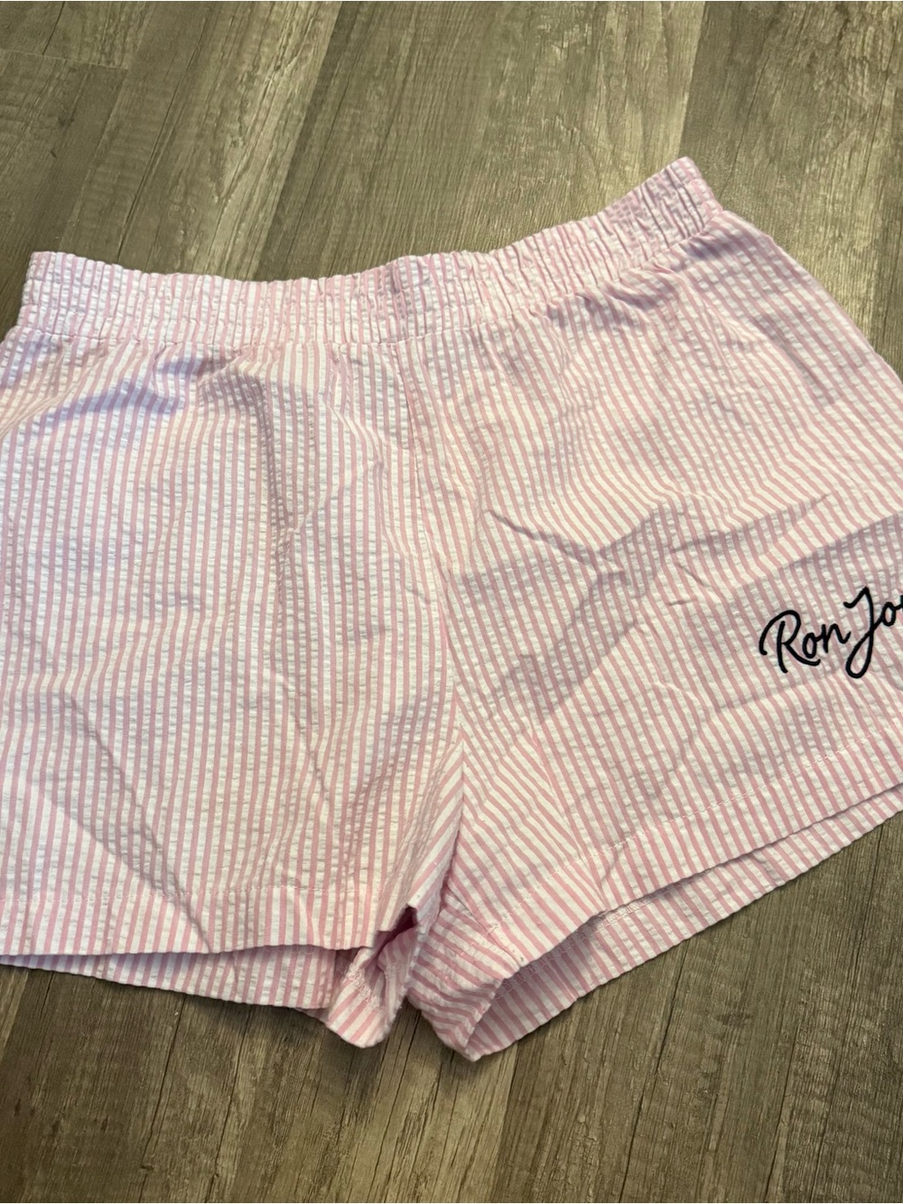 Ron Jon Surf Shop Pink White Seersucker Striped Lounge Shorts